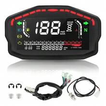 Velocímetro Digital Universal para Motocicleta Tablero Multifuncional con Iluminación LED Repuesto Instrumentos Conducción Diaria Preciso y Fácil Instalación - Negro1 - Ver 1
