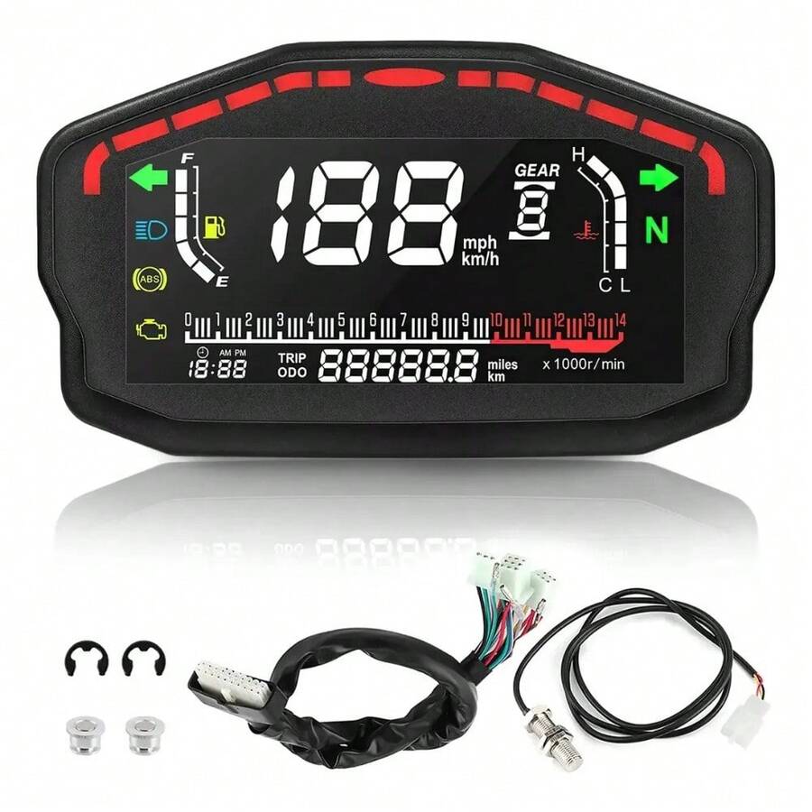 Velocímetro Digital Universal para Motocicleta Tablero Multifuncional con Iluminación LED Repuesto Instrumentos Conducción Diaria Preciso y Fácil Instalación - Negro1 - Ver 1