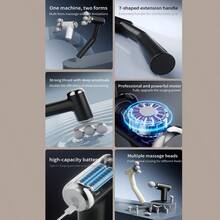 1pc Rechargeable 1200mAh*2 Multifunctional Handheld Massage Gun Detachable Extension Handle Design Interchangeable Massage Heads Quiet Portable Body Relax Massager Body Relax Tool For Gym Office Daily Use - View 4