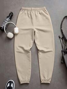[1 Piece Random]1pc Boys' Casual Outdoor Sports Loose Tapered Pants - Khaki - View 8