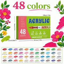 Juego de rotuladores acrílicos, bolígrafos de pintura acrílica de colores ricos, adecuados para principiantes y creadores profesionales, se pueden usar en papel, lienzo, piedra, regalos DIY hechos a mano por estudiantes, disponible en 12/24/36/48/63/72/84/120 piezas - Conjuntos - Ver 10