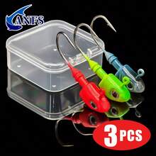 ANFS 3pcs 0.35oz/0.52OZ Lead Head Hook, Fishing Hooks For Swimbait, Barbed Sharp Hooks - Multicolor - View 1