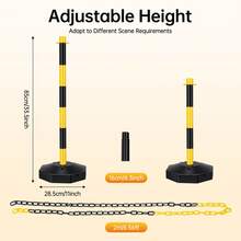 6-Pack Adjustable Traffic Cones, Crowd Control Bollards With Water And Sand-Fillable Base For Construction Sites, Parking Lots, And Road Closures - A - View 7