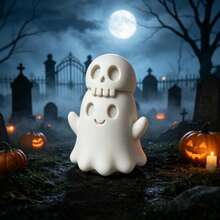 Ghost Skeleton Desktop Ornament, Cute Quirky Layered Ghost Decor, Minimalist Halloween Bedroom Coffee Shelf Display Accessory - A - View 1