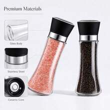 Premium Stainless Steel Sea Salt And Pepper Grinder Set Of 2 - Adjustable Ceramic - Tall Glass Salt And Pepper Shakers - Multicolor - View 4