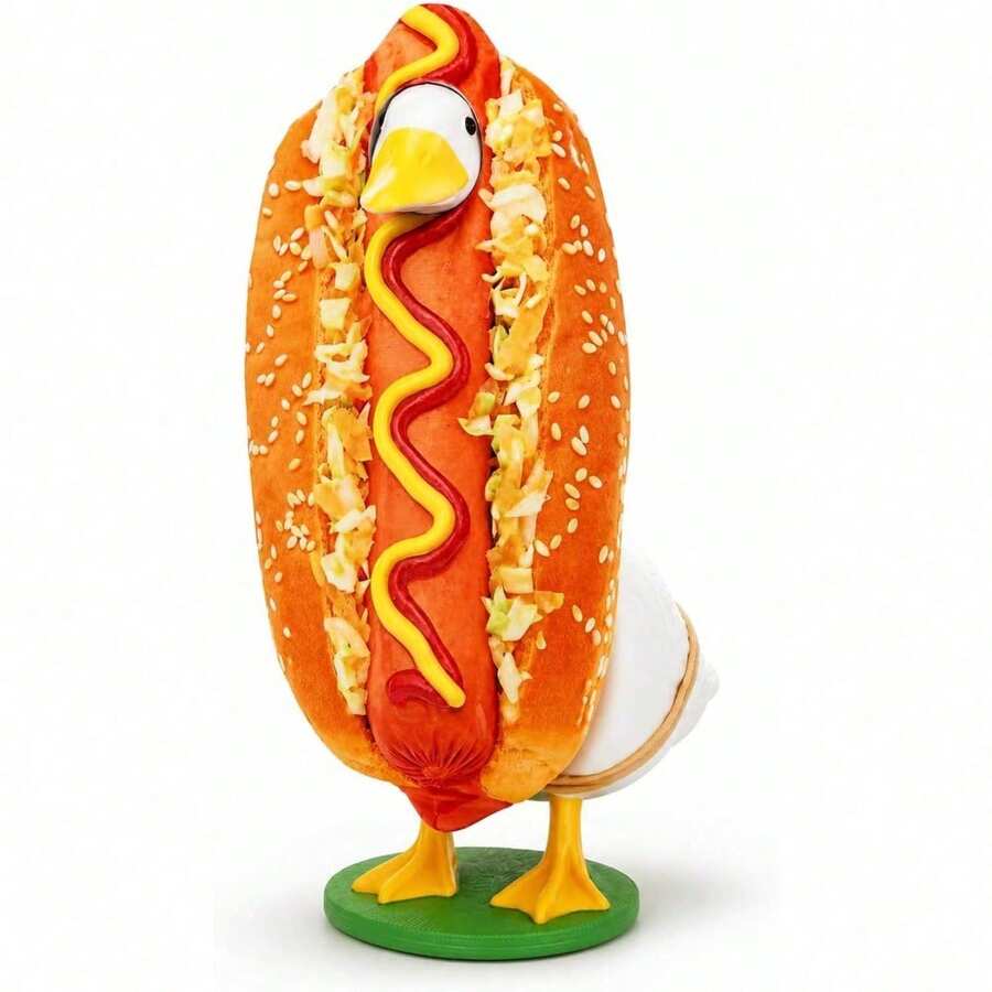 Hot Dog Goose Outfit Set, Porch Lawn Goose Clothes, Hot Dog Design, 23 Inch High Cement Plastic Porch Goose Statue Set, Suitable For Lawn Garden Yard Patio Outdoor Statue Art Decoration (Goose Statue Not Included) - Grilled Sausage - View 1
