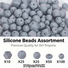 210pcs/Set Macaron Silicone Beads Mix Set Focal Spacer Beads DIY Jewelry Craft Accessories For Necklace Bracelet Keychain ID Lanyard Beading Supplies - Mixed Set a - View 7