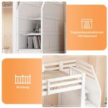 Bed Frame For Baby 90x200cm –  Entry And Integrated Storage - 白色 - 查看 2