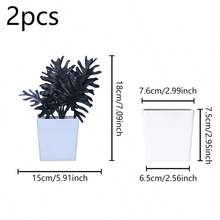 1/2 Pot 7inch (H) Artificial Monstera Leaf Black Planter Home Halloween Party Desktop Scene Decoration Ornament - Black - View 12