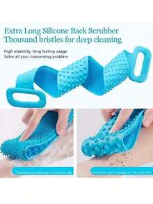 3/2/1pc Sikat Eksfoliasi Tubuh Silikon, Penggosok Mandi dengan Tali dan Gagang Ekstra Panjang, Cocok untuk Eksfoliasi Punggung dan Pembersihan Tubuh, Perlengkapan Kamar Mandi, Wajib Dibawa Saat Bepergian - MultiWarna - View 6