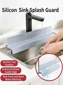 Silicone Sink Splash Guard With Suction Cups, Water Flow Diverter For Sink Edge And Under Faucet, Kitchen Countertop Anti-Slip Drip Guard - Multicolor - View 4