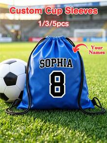 1/3/5pcs Tas Olahraga Serut dengan Nama & Nomor Kustom, Ransel Sepak Bola yang Dipersonalisasi, Tas Latihan Ringan dan Tahan Air, Tas Penyimpanan Sepak Bola Kapasitas Besar, Cocok untuk Pemain Sepak Bola, Remaja, Pria, Wanita, Hadiah Kustom untuk Latihan Kebugaran di Luar Ruangan - MultiWarna - View 1