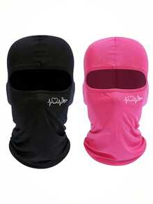 Musion 1/2/3pcs Heart ECG Butterfly Print Balaclava, Soft Smooth Full Face Ski Mask, Y2K Street Style Headwear, Suitable For Motorcycle Riding, Skateboarding And Daily Wear - Multicolor - View 14