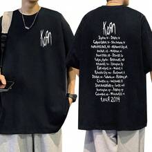 Korn Rock Band WORLD TOUR Konzert-T-Shirt, Herrenbekleidung, Vintage-Mode, Gothic Metal, Kurzarm-T-Shirts, Oversized Streetwear - Schwarz - Übersicht 1