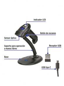 Lector de código de Barras 2D, Inalámbrico, VOLTECK, Lectura de Códigos 1D y 2D - Ver 2