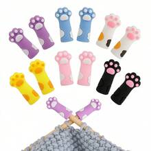 6PCS Cat Paw Shaped Knitting Needle Protectors, Cute Decorative Covers, Knitting Tools, Compatible With Crochet Hooks, Straight Needles, Circular Needles And All Hand Knitting Projects - Cat Paw Protector - View 1