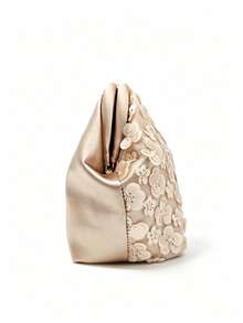 Tidet Ever Champagne 3D Floral Sequin Mesh Shell Clutch Bag, Luxury Evening Bag For Women, Suitable For Prom, Bridesmaid, Wedding Guest And Formal Party Occasions - View 4