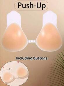 1 Pair Back-Gathering Invisible Adhesive Lift-Up Push-Up Bra, Suitable For Wedding And Swimwear - Champagne - View 5