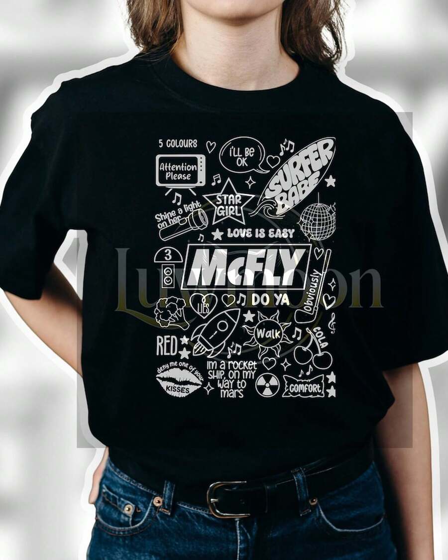 Mc-Fly Lyric Doodle Song Teeshirt, Concert Tshirt - Black - View 1