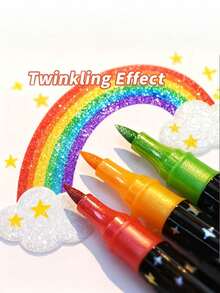 24 Or 48 Colors Optional, Professional Dual-Tip Glitter Markers, Quick-Dry Ink, Fine Tip, Suitable For Scrapbooking, Card Making, Journaling And Invitation Writing, Painting, Perfect For Artists And Coloring Enthusiasts And Professional Art Creation - Multiple Styles - View 6