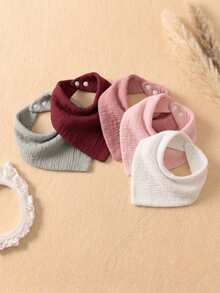 5pcs Girls Summer Dopamine Color Matching Baby Bib Set, Suitable For Daily Wear In All Seasons - 彩色 - 查看 5