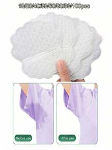 10/20/40/50/60/80/90/100pcs Disposable Non-Woven Underarm Sweat Pads, Simple White Invisible Sweat-Absorbing Liners, Long-Lasting Effective Sweat Protection, Thin Hidden Design, Comfortable Underarm Wear, Unisex - Multicolor - View 3