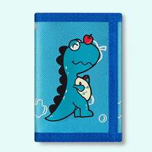 Boys Wallet, Dinosaur Style Pattern, Convenient Pocket Card Holder, Three-Fold Design, Multiple Card Slots, Blue Color, Perfect Gift For Back To School And Birthday - Multicolor - View 1