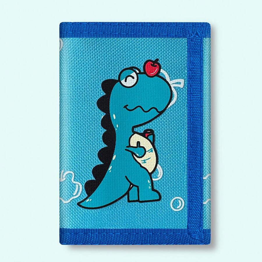Boys Wallet, Dinosaur Style Pattern, Convenient Pocket Card Holder, Three-Fold Design, Multiple Card Slots, Blue Color, Perfect Gift For Back To School And Birthday - Multicolor - View 1