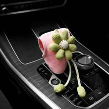 Cute Knitted Flower Car Interior Gear Shift Cover, Soft Plush Car Gear Lever Protector, All-Season Universal, Women's And Girls' Car Interior Decoration Accessory - Multicolor - View 4