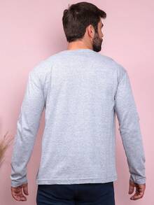 Men's Plain Long-Sleeve T-Shirt BOOS - 淺灰色 - 查看 2