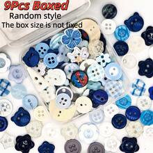 6/18/26/35/44/58/67/76/88/95/100Pcs Boxed Blue Resin Buttons Assorted, DIY Sewing Accessories, Flower Rabbit Round Buttons, Sweater Shirt Clothing Decorative Buttons, Scrapbook Collage Patchwork Accessories, Creative DIY Jewelry Making, Random Styles - Multicolor - View 19
