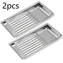 1pc Stainless Steel Nail Art Tool Tray, Non-Slip Slot Nail Art Tool Storage Box Organizer, Soaking Tray, Suitable For Home Nail Salon - A - View 8