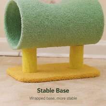 Dopamine Home Decor Pet Style Macaron Color All-In-One Cat Tree, Includes Comfortable Cat Bed And Hanging Tea Ball, Double Layer Minimalist All-In-One Cat Tree - Mint Green - View 3