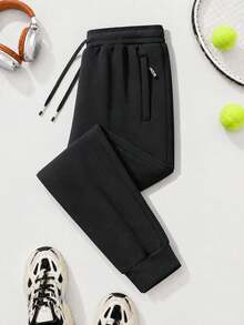 Men's Black Joggers, Men's Sweatpants, Black Sports Pants, Training Pants, Gym Pants, Casual Pants, Cuffed Sweatpants, Zipper Pockets Fall - Black - View 3