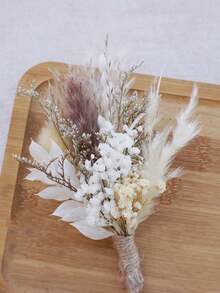 1/2/6/12/20件 人造花 波西米亞風小花束 小瓶花藝插花 桌上裝飾 信箱禮物 - 白棕色6 - 查看 2