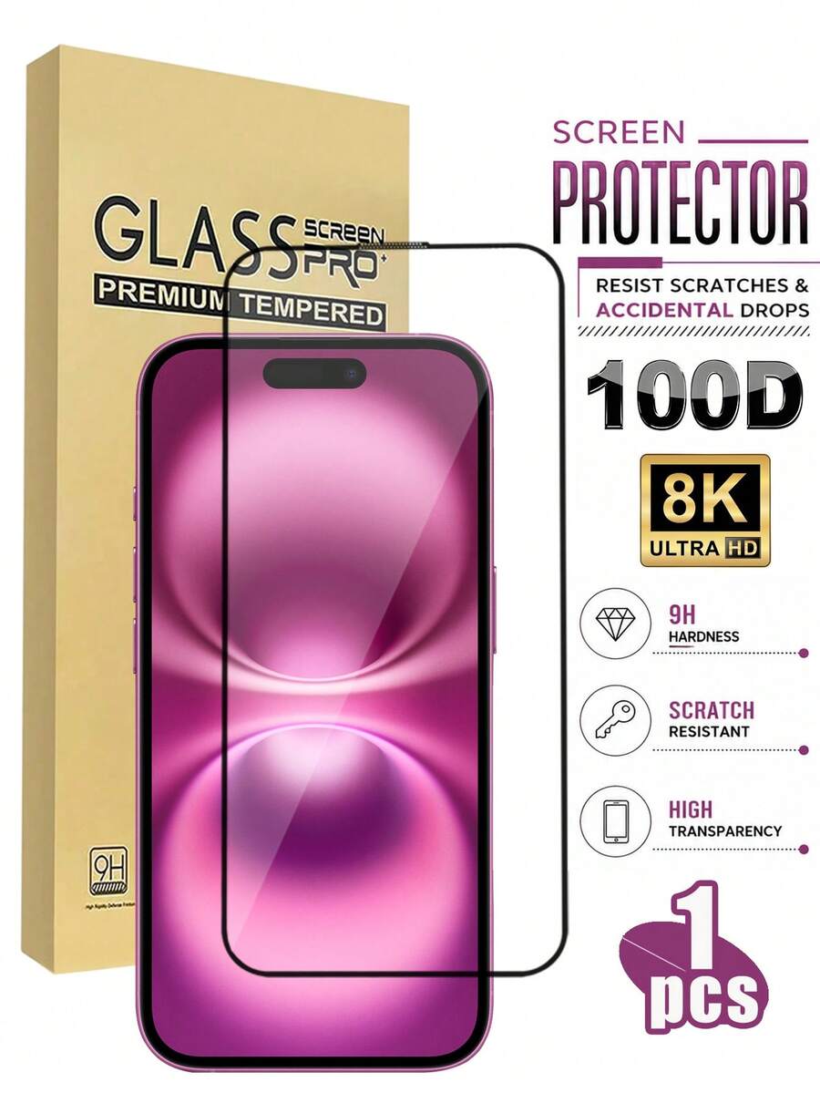 1片全螢幕高清晰度2.5D 9H高CP值鋼化玻璃螢幕保護貼，相容 18 17 Pro Max/17 Pro/17 Air/17、16 Pro Max/16 Pro/16 Plus/16、15/15 Plus/15 Pro/15 Pro Max、14/14 Plus/14 Pro/14 Pro Max、13/13 Mini/13 Pro/13 Pro Max、12/12 Mini/12 Pro/12 Pro Max、11/11 Pro/11 Pro Max、X/XS/XS Max、8/8 Plus/7/7 Plus系列