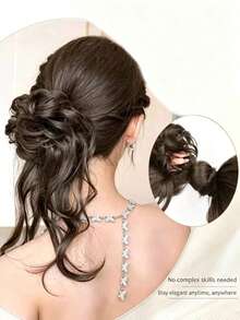 Korean Style Rich Girl Bun Hair Extension Hair Scrunchie For Women, Extra Long Fluffy Side-Swept Bun Hair Piece, Volume Enhancing Hair Bun - Multicolor - View 4