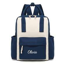 Personalized Large Capacity Backpack For Girl, Stylish Color Block Travel Backpack With Front Pocket And Side Pockets, Lightweight Casual Daypack, Multi Compartment Storage Bag For Work, Commute, Shopping, Outdoor Travel And Daily Use - Multicolor - View 15