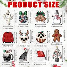 12pcs-104pc Halloween Horror Christmas Wooden Decorations, Scary Halloween Tree Ornaments, Horror Wooden Halloween Christmas Hollow Carved Decorations With Rope, Halloween Home Christmas Tree Party Decor - View 3