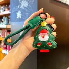 1pc Santa Claus Keychain, Festive Christmas Style Red And Brown Classic Color Cartoon Santa Claus Modeling Fine Printing Edging Ornaments Storage Christmas Pendant Backpack Decoration, Car Key Accessories, Christmas Gift Exchange Small Gifts. - one-size - View 4