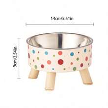 Colorful Polka Dot Stainless Steel Cat Bowl With Removable Stand, Easy To Clean Non-Slip Pet Food And Water Bowl, Suitable For Small Dogs And Cats, Pet Supplies - Large Capacity - View 2