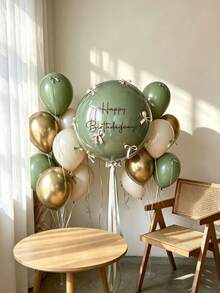 Sage Green, Metallic Gold & White Balloon Set, Suitable For Birthday Surprise, Bridal Shower, Anniversary, Room Decor, Graduation Ceremony Backdrop, Christmas, Photography Studio Background - Sage Green, Metallic Gold, and White Balloon Set - View 2