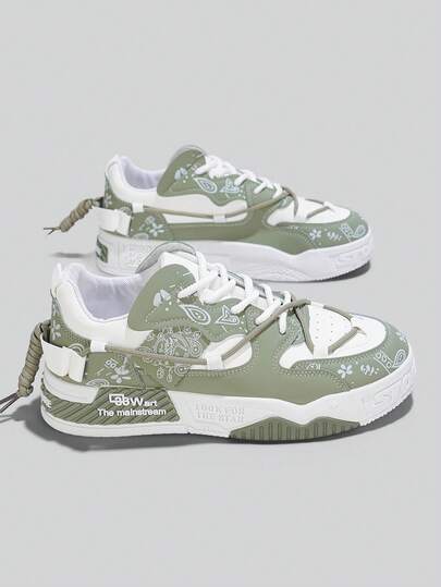 Flipark New Fashion Breathable Casual Vulcanized Shoes, Unisex Original Design Thick Sole Anti-Slip Sports Sneakers With Random Graffiti Pattern
