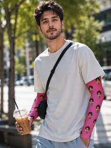 1 Pair Customized Sports Ice Sleeves, Customized Outdoor Cycling Ice Sleeves, Tattoo Cover/Sun Protection/Cooling Compression Sleeves, Suitable For Cycling, Basketball, Golf, Football And Other Sports, Suitable For Men, Women And Teenagers, Also Can Be Used As Halloween And Christmas Costume Accessories - Multicolor - View 5