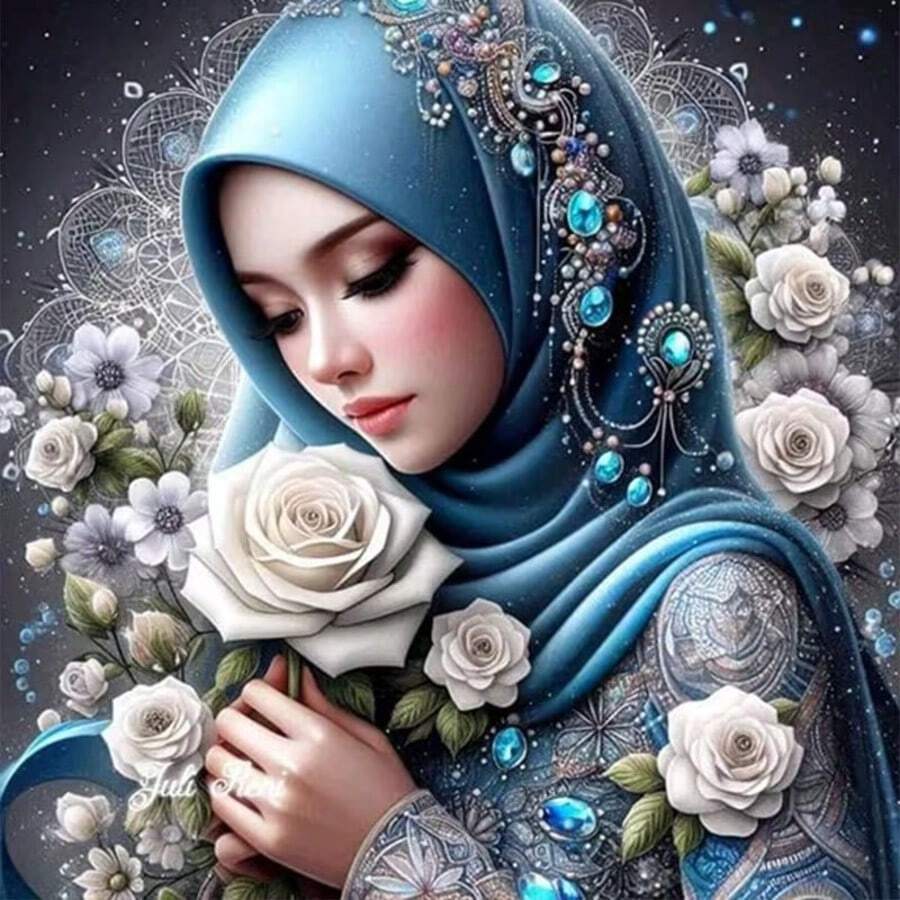 1 قطعة مجموعة رسم الماس 5D DIY بنمط امرأة جميلة - فن الماس الكامل الدائري، حرفة الفسيفساء، ديكور جدار المنزل، بدون إطار - بدون إطار - مشاهدة 1