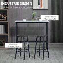 Bar Table Set With Stools, 3-Piece Bar Table Set, Dining Table With 2 Stools, Dining Room Set, High Table, Kitchen Table, Steel, White, Black - 白色 - 查看 5