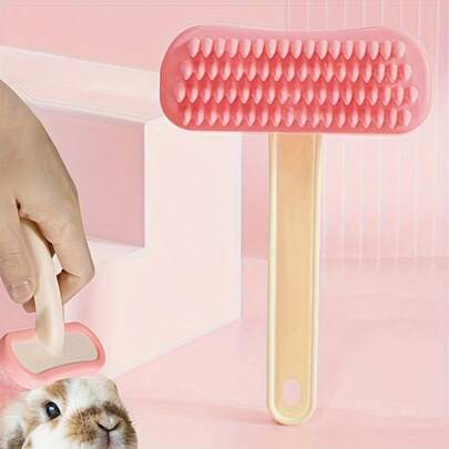 Silicone Pet Grooming Brush With Soft Bristles And Heart-Shaped Head - Gentle Detangling, Massage Brush For Small Pets, Reduces Shedding, Suitable For Cats, Dogs, Rabbits, Guinea Pigs And Other Small Animals