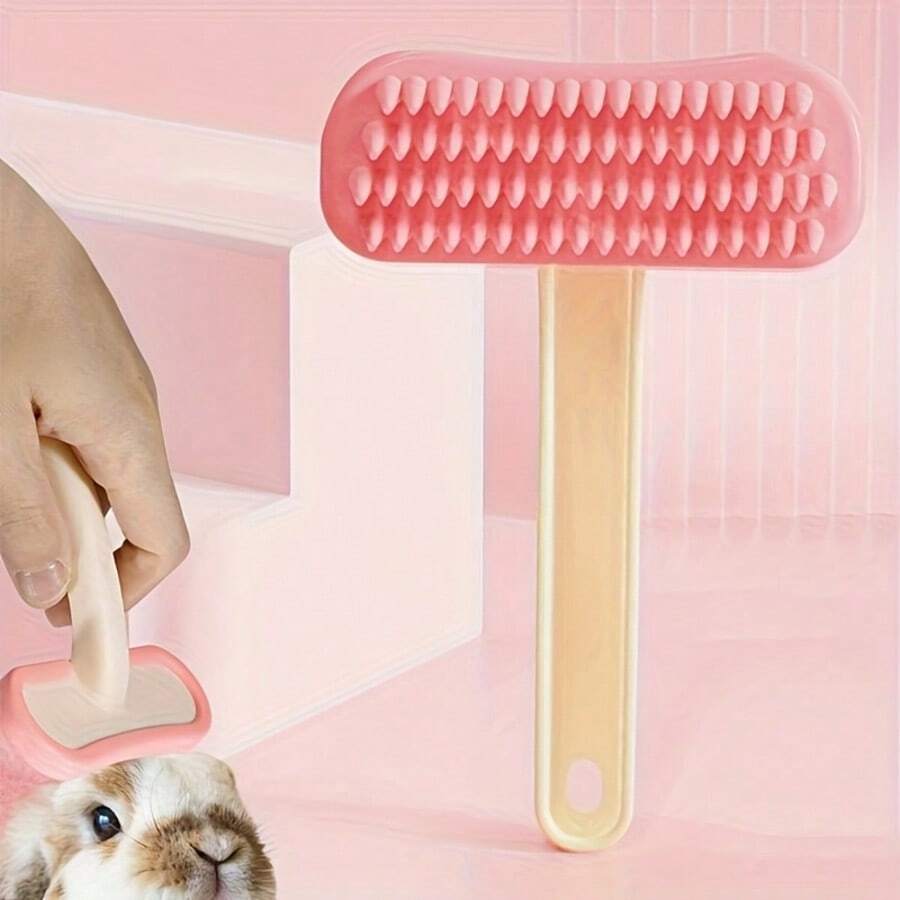 Silicone Pet Grooming Brush With Soft Bristles And Heart-Shaped Head - Gentle Detangling, Massage Brush For Small Pets, Reduces Shedding, Suitable For Cats, Dogs, Rabbits, Guinea Pigs And Other Small Animals