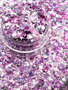 Nail Art Decorations, Ultra-Thin Colorful Solid Color Glitter, Sequins, Four-Pointed Star, Irregular Shaped Mixed Crystal Nail Art Assortment 1 Bottle, Korean-Style DIY Personal Nail Art Decorations, Glitter Sequins, Nail Stickers, Decals, Micro Rhinestones, Press-On Nail Decorations - Multicolor - View 7