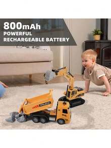 2-In-1 RC Toy Set: Excavator And Dump Truck - Multicolor - View 11
